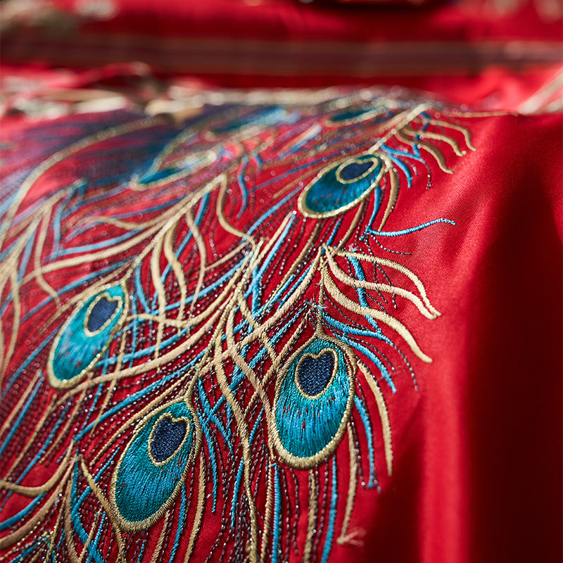 Four-piece Red Wedding Set Long-staple Cotton Embroidery